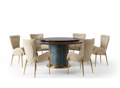 Ontwerp Ronde Tafel 6x Stoelen Eetkamerstoelen Zitkussen Set Ronde