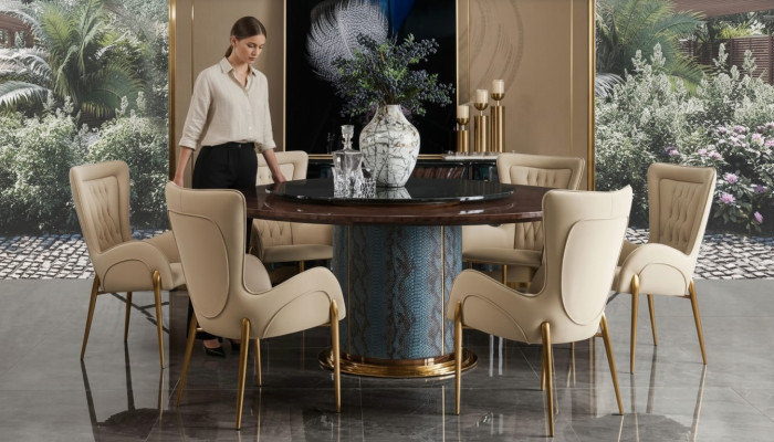 Complete eetkamerset Ronde tafel 4x armstoelen Eetgroep