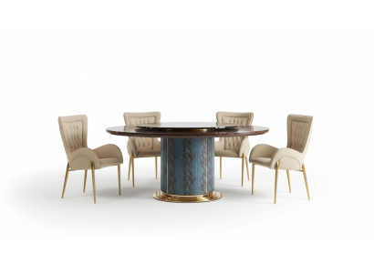Complete eetkamerset Ronde tafel 4x armstoelen Eetgroep