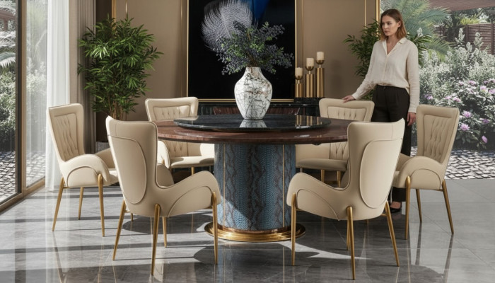 Croco eetkamertafel Ronde tafels Eettafel Hout Ontwerper Eetkamer