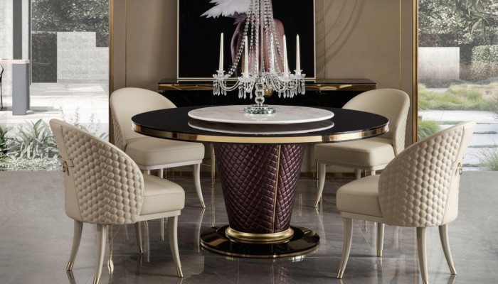 Ontwerp Ronde Tafel 4x Stoelen Eetkamer Zitkussens Ronde Tafels
