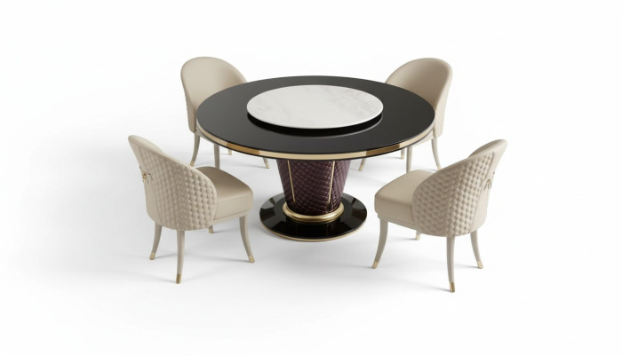 Ontwerp Ronde Tafel 4x Stoelen Eetkamer Zitkussens Ronde Tafels
