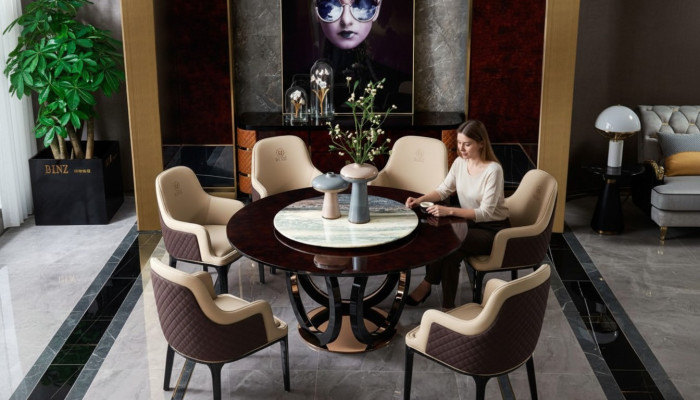 Ontwerp Ronde Eetkamerstoel Set Metalen Tafels Stoelen 4x Stoelen + Tafel