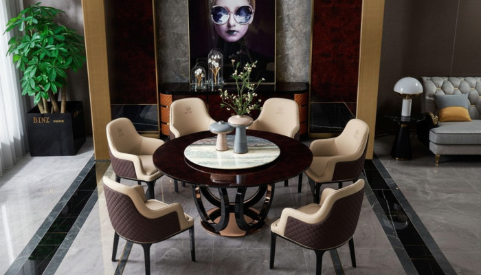 Ontwerp Ronde Eetkamerstoel Set Metalen Tafels Stoelen 4x Stoelen + Tafel