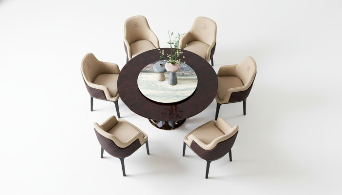Ontwerp Ronde Eetkamerstoel Set Metalen Tafels Stoelen 4x Stoelen + Tafel