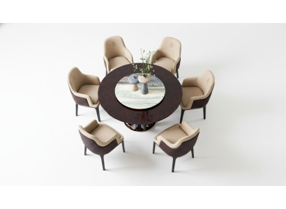 Ontwerp Ronde Eetkamerstoel Set Metalen Tafels Stoelen 4x Stoelen + Tafel