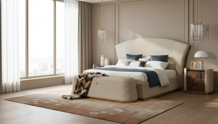 Slaapkamer Bed Krukje 2x Nachtkastje Complete Sets Lederen Meubels