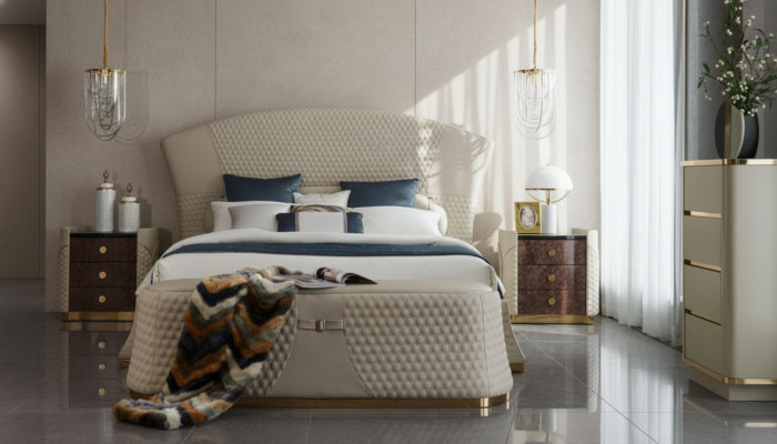 Bed lederen slaapkamer meubels Luxe Moderne Bedden 3-delige set Boxspring