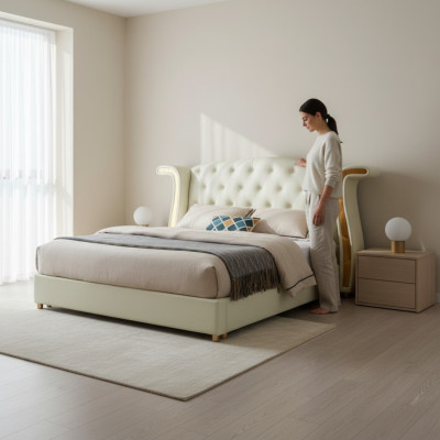 Polster Design Luxe Bed 180x200cm Bedden Leer Moderne Slaapkamer