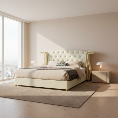 Polster Design Luxe Bed 180x200cm Bedden Leer Moderne Slaapkamer