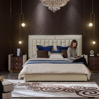 Bed Slaapkamer Ontwerp Bedden Nachtkastjes Luxe Meubels 3-delige Set.