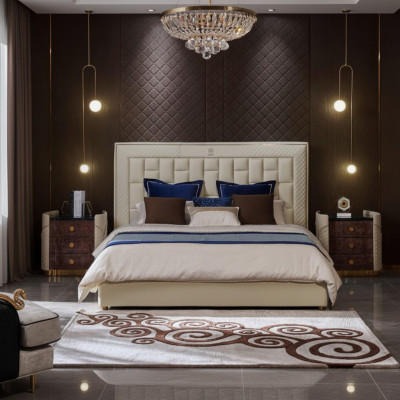 Bed Slaapkamer Ontwerp Bedden Nachtkastjes Luxe Meubels 3-delige Set.