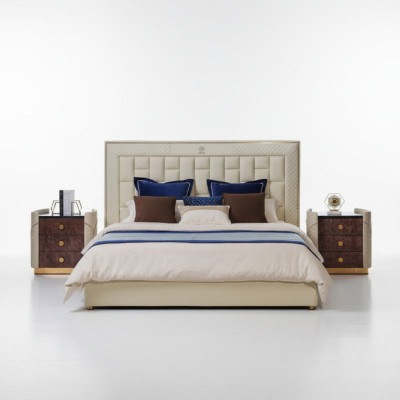 Bed Slaapkamer Ontwerp Bedden Nachtkastjes Luxe Meubels 3-delige Set.