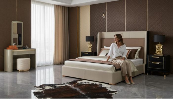 Bed slaapkamerset ontwerp meubels luxe bedden 2x nachtkastje 3-delige bedframe