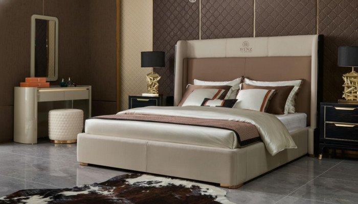 Bed slaapkamerset ontwerp meubels luxe bedden 2x nachtkastje 3-delige bedframe