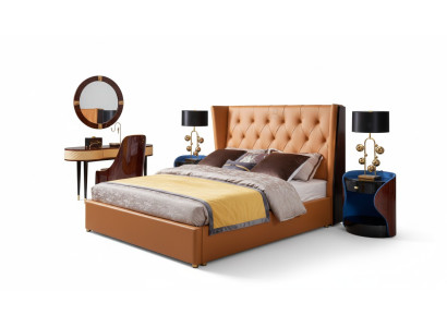 Bed slaapkamer meubilair 6-delig. Leder compleet set design Luxe bedden