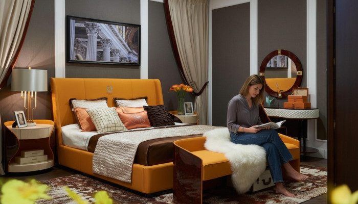 Slaapkamer 7-delige set Luxe meubelen Bed Kruk Spiegel Nachtkastje Bedframes.