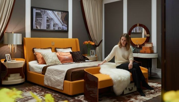Luxe slaapkamer tweepersoonsbed bed 180x200cm leer Nieuwe hotelbedden