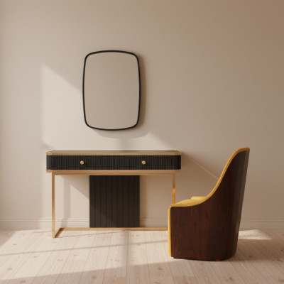 Kaptafel Spiegel Stoel Luxe Console Ladenkast Slaapkamer 3-delig.