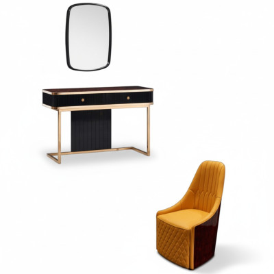 Kaptafel Spiegel Stoel Luxe Console Ladenkast Slaapkamer 3-delig.