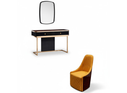 Kaptafel Spiegel Stoel Luxe Console Ladenkast Slaapkamer 3-delig.
