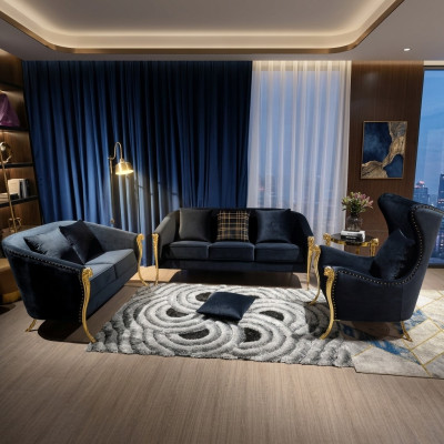 Klassieke gouden fluwelen luxe woonlandschap bankstellen set met slangenprint