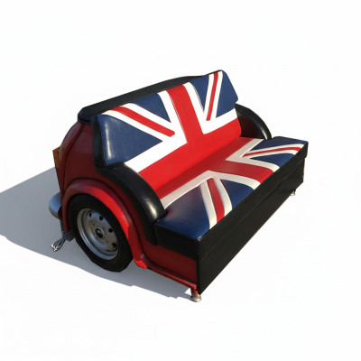 Retro Union Jack Bank Automeubel Garage Autobank Bank Gestoffeerde Tweezitsbank