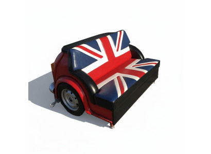 Retro Union Jack Bank Automeubel Garage Autobank Bank Gestoffeerde Tweezitsbank