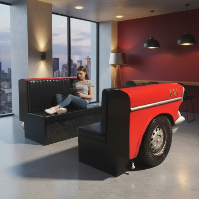Dubbele Auto Bank Diner Bank Bank Auto Meubels VS Inrichting Decoratie Model Leder