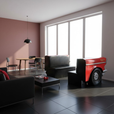 Dubbele Auto Bank Diner Bank Bank Auto Meubels VS Inrichting Decoratie Model Leder
