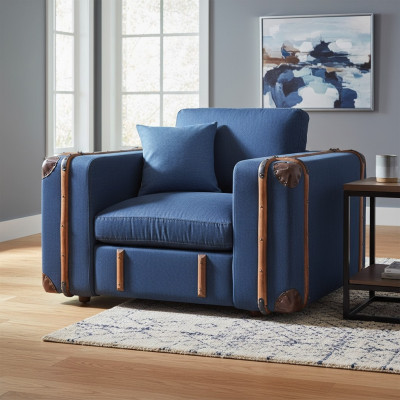 Ontwerp fauteuil koffer textiel bank gestoffeerde eenzitterbank woonkamer meubels retro.