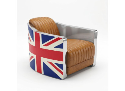 Echtleder Vintage leren fauteuil Design fauteuil Rocket Union Jack Vintage Cigar