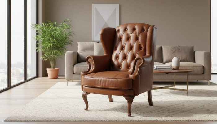 Chesterfield leren fauteuil oorfauteuil vintage clubsessel directeursstoel luie stoel