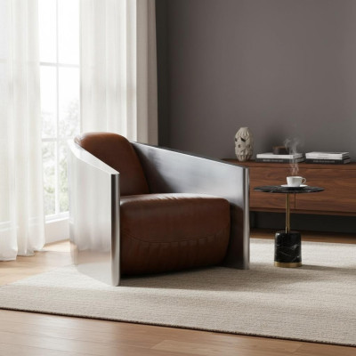 Vintage leren fauteuil bruin echt leer retro fauteuil design clubsfauteuil