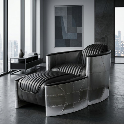 Fauteuil Poef Vintage Leer Luxe Echt Leder Retro Fauteuil Design Clubsessel