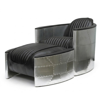 Fauteuil Poef Vintage Leer Luxe Echt Leder Retro Fauteuil Design Clubsessel