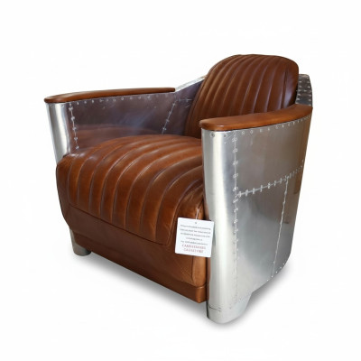 Ledersofa Sofa Bank Bekleding Eenzitterbanken Banken Vliegtuig Aviator Aluminium