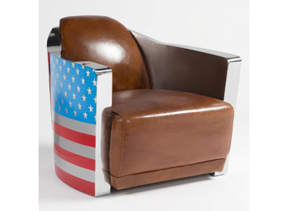 Echtleder Vintage lederen fauteuil ontwerpstoel Rocket Union Jack Vintage