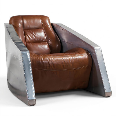 Leren vliegtuigstoel Clubfauteuil Lederen stoel Aviator Vintage