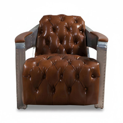 Stoel Aviator Chesterfield Shabby Vintage Lederen Stoel Club Lounge Ontwerp