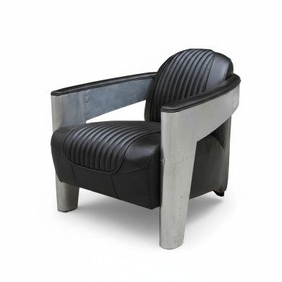 Echt lederen Vintage design fauteuil Aviator fauteuil TV-piloot.