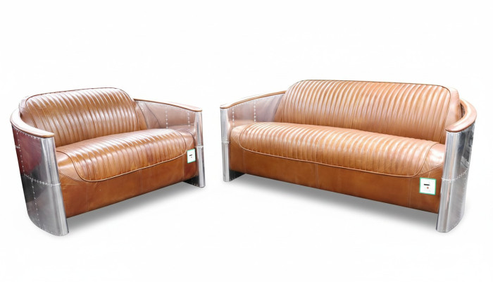 Luxe vintage aluminium leren bankstel met metalen meubels banken banken bekleding