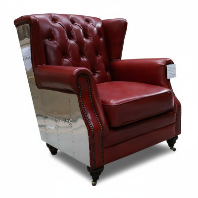 Ohrensessel echt leer vintage Chesterfield lederen tv-fauteuil leren fauteuil nieuw
