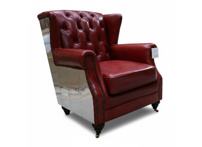 Ohrensessel echt leer vintage Chesterfield lederen tv-fauteuil leren fauteuil nieuw