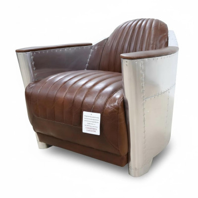 Clubstoel in aviator-stijl lounge design chroom Art Deco leer cocktail