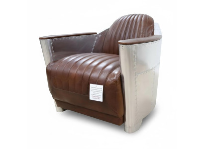 Clubstoel in aviator-stijl lounge design chroom Art Deco leer cocktail
