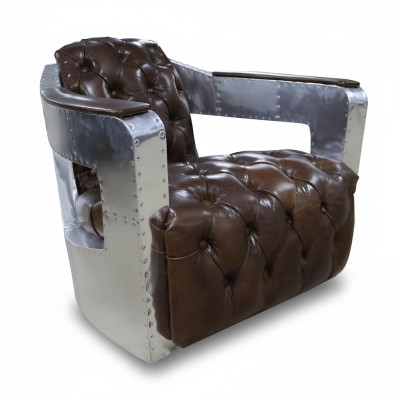 Mooie Vintage Chesterfield oorfauteuil clubsfauteuil vliegtuig