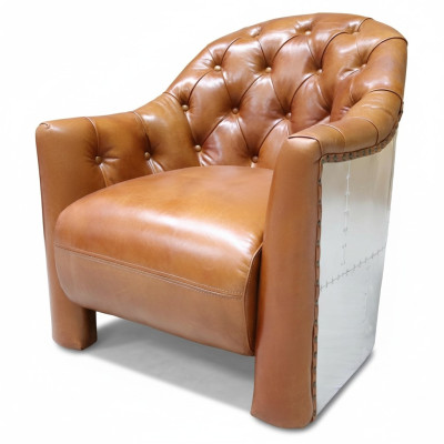 Lederen vliegtuigstoel clubstoel van leer Aviator vintage leer.