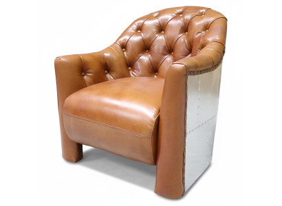 Lederen vliegtuigstoel clubstoel van leer Aviator vintage leer.