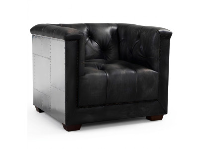 Fauteuil zwart echt leder lederen fauteuil vliegtuig design vliegtuig armstoel